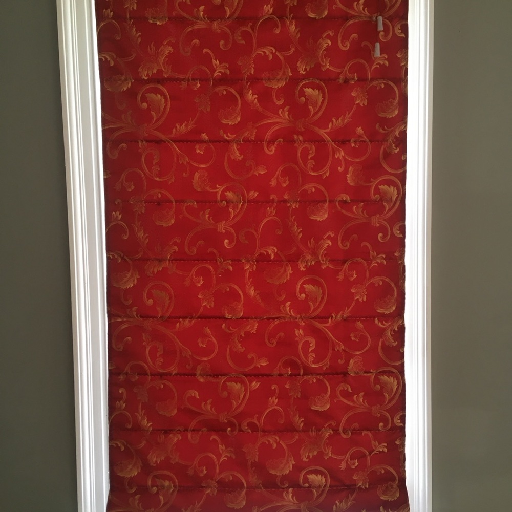 JCPenney Maroon and Gold Roman Shade/Blinds, 31x63”